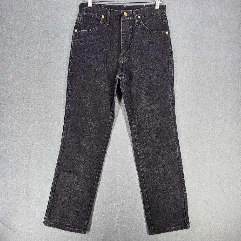 Wrangler Jeans Mens 28x30 Black Western Cowboy Cut Straight Leg Denim 936BK
